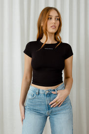 Cropped Logo Tee | Black