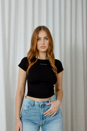 Cropped Logo Tee | Black