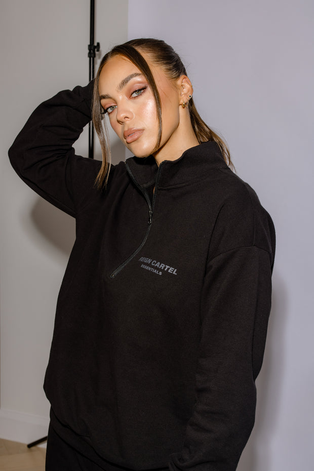 Half Zip Jumper Oversized | Black