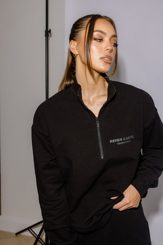 Half Zip Jumper Oversized | Black