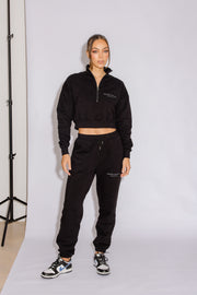 Half Zip Cropped Jumper | Black