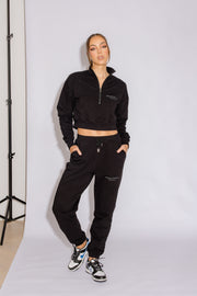 Half Zip Cropped Jumper | Black