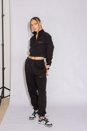 Half Zip Cropped Jumper | Black