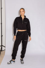 Half Zip Cropped Jumper | Black