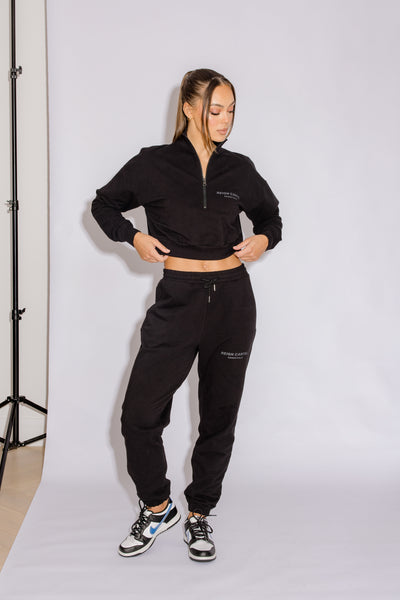 Half Zip Cropped Jumper | Black