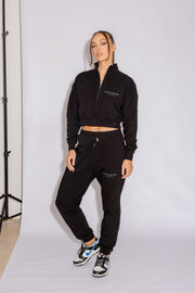 Half Zip Cropped Jumper | Black