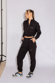 Half Zip Cropped Jumper | Black