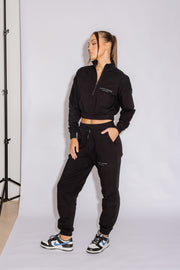 Half Zip Cropped Jumper | Black