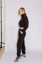 Half Zip Cropped Jumper | Black