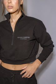 Half Zip Cropped Jumper | Black