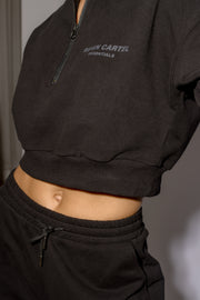 Half Zip Cropped Jumper | Black