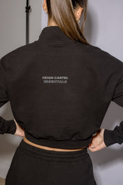 Half Zip Cropped Jumper | Black