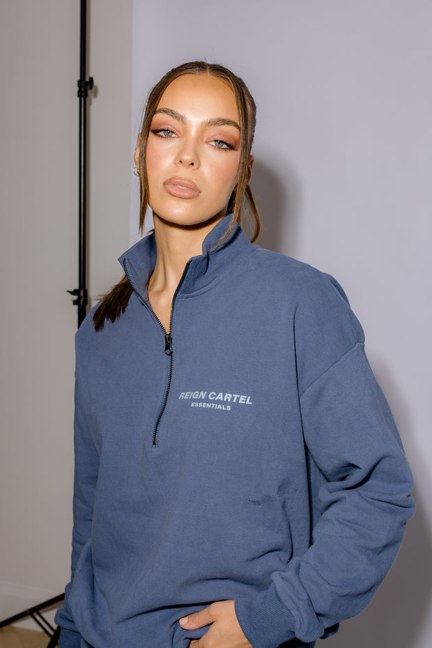 Half Zip Jumper Oversized | Moonlight Blue