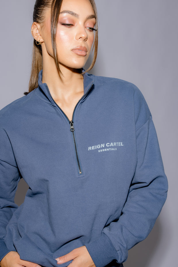 Half Zip Jumper Oversized | Moonlight Blue