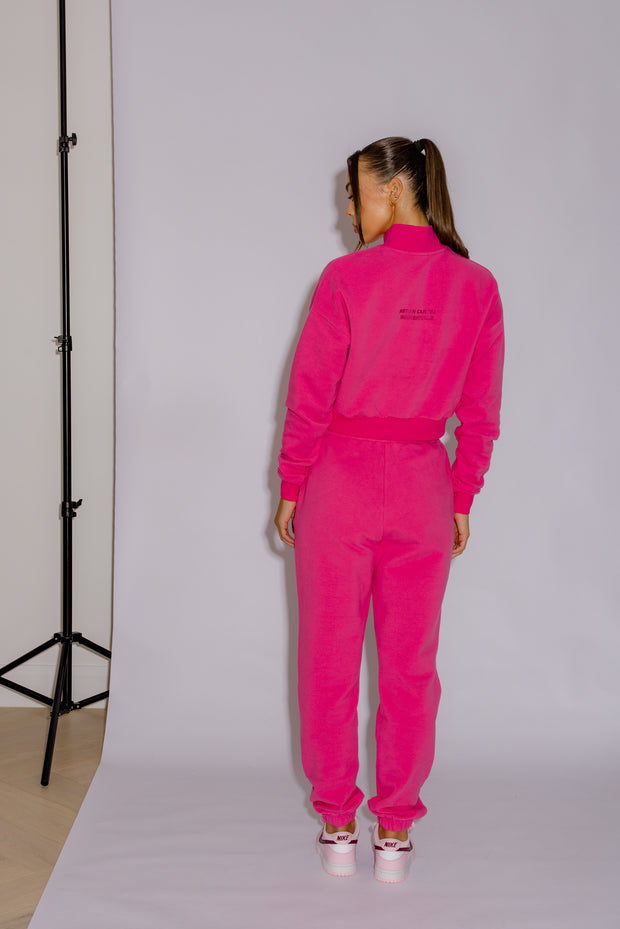 Half Zip Cropped Jumper | Hot Pink