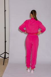 Half Zip Cropped Jumper | Hot Pink