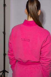 Half Zip Cropped Jumper | Hot Pink