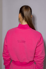 Half Zip Cropped Jumper | Hot Pink