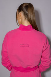 Half Zip Cropped Jumper | Hot Pink