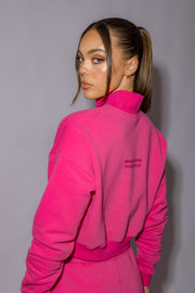 Half Zip Cropped Jumper | Hot Pink