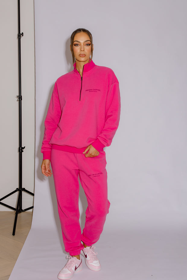 Half Zip Jumper Oversized | Hot Pink