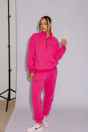 Half Zip Jumper Oversized | Hot Pink