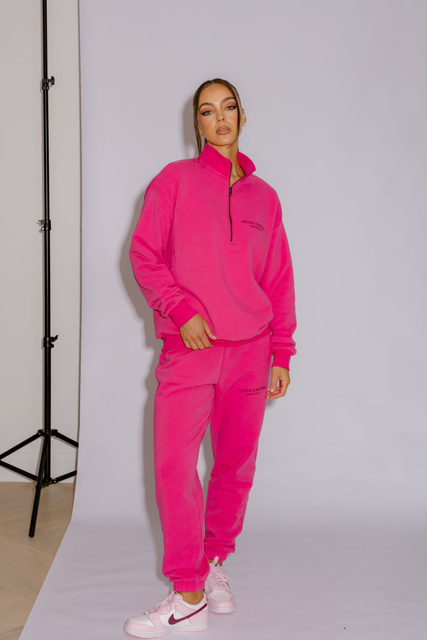 Half Zip Jumper Oversized | Hot Pink