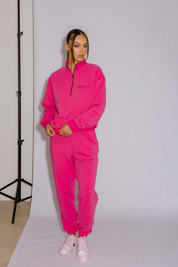 Half Zip Jumper Oversized | Hot Pink