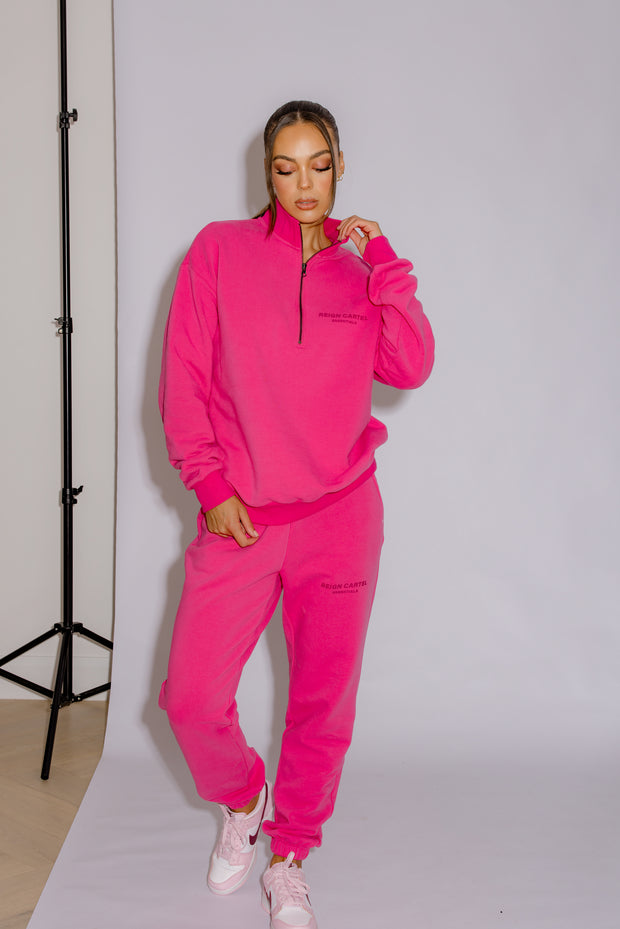 Half Zip Jumper Oversized | Hot Pink