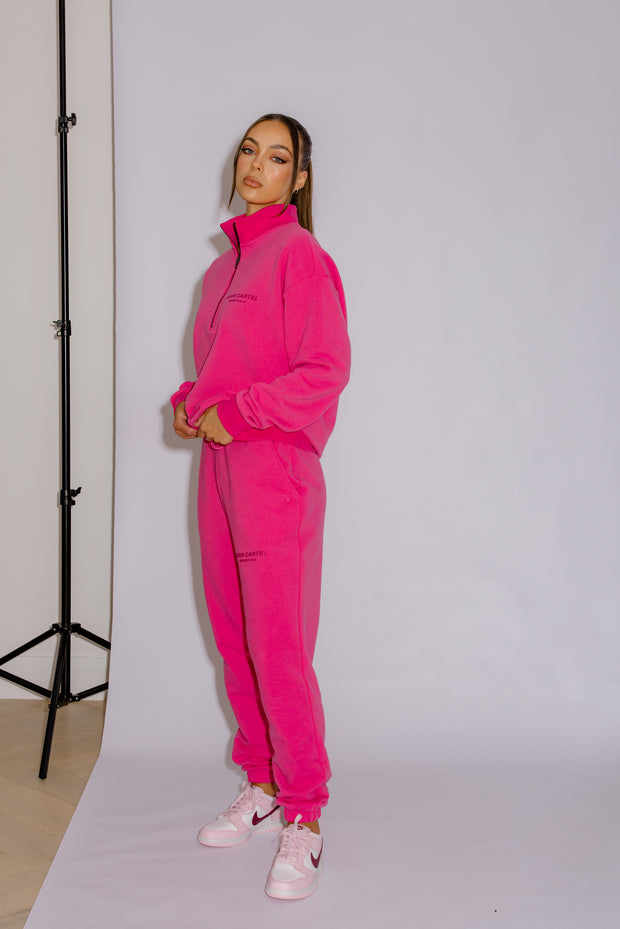 Half Zip Jumper Oversized | Hot Pink