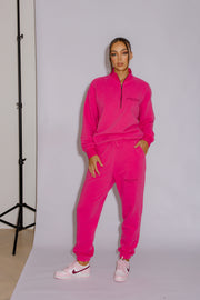 Half Zip Jumper Oversized | Hot Pink