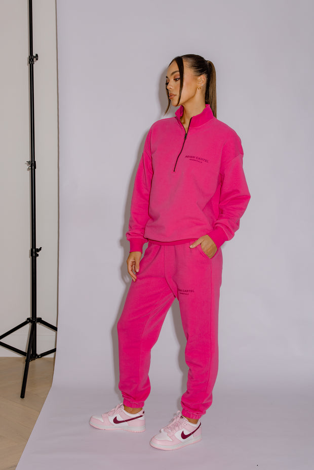 Half Zip Jumper Oversized | Hot Pink