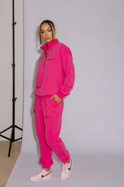 Half Zip Jumper Oversized | Hot Pink