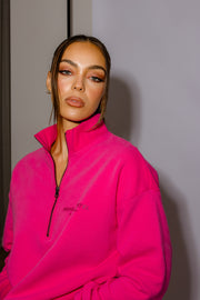 Half Zip Jumper Oversized | Hot Pink