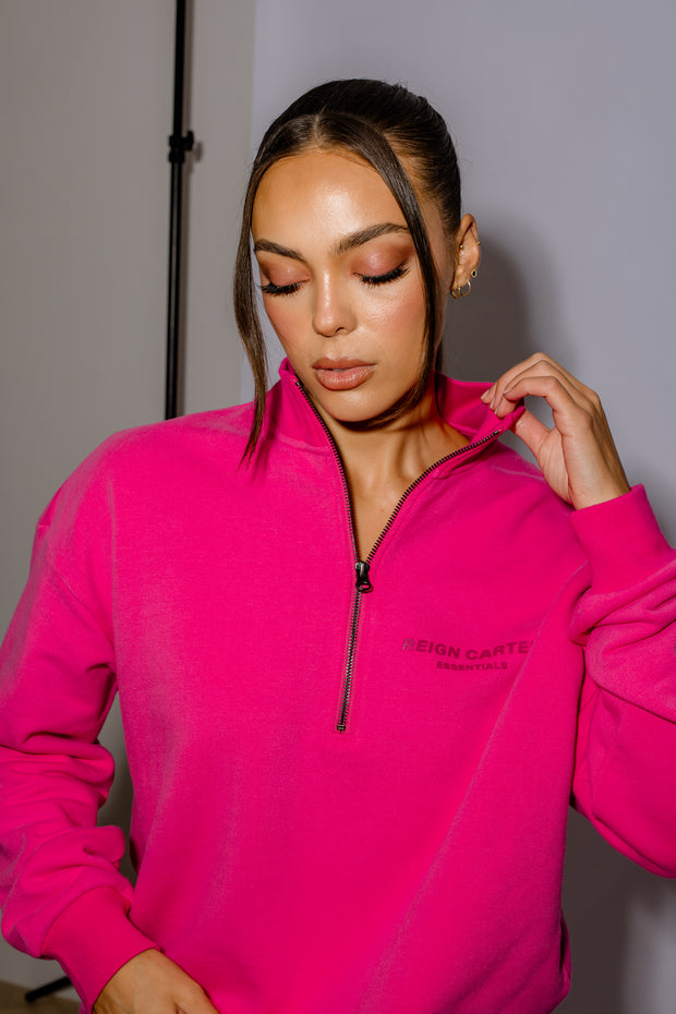 Half Zip Jumper Oversized | Hot Pink