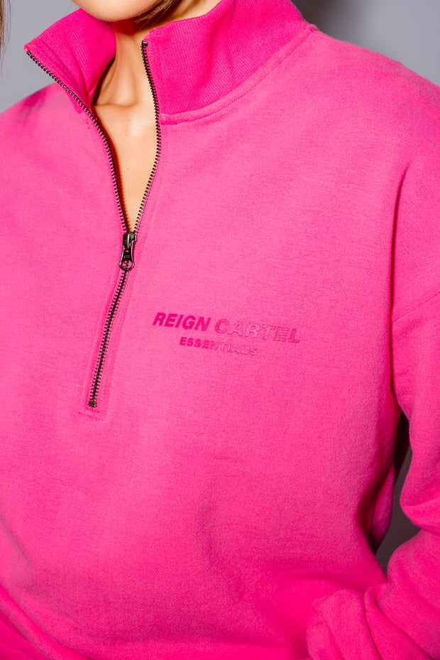 Half Zip Jumper Oversized | Hot Pink