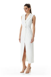 Valentina Lapel Coat Dress | Ivory