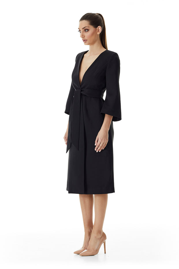 Consort Wrap Coat Dress | Black