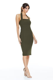 Zia Halter Midi Dress | Army Green