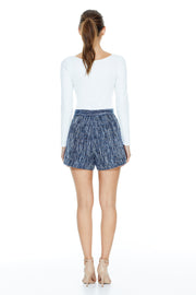 Adele Tweed Shorts | Blue Tweed