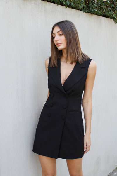 Kourtney Sleeveless Blazer Dress | Black