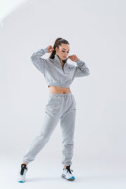 Half Zip Cropped Jumper | Grey