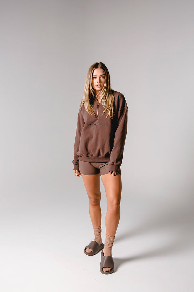 Half Zip Jumper Oversized | Brown