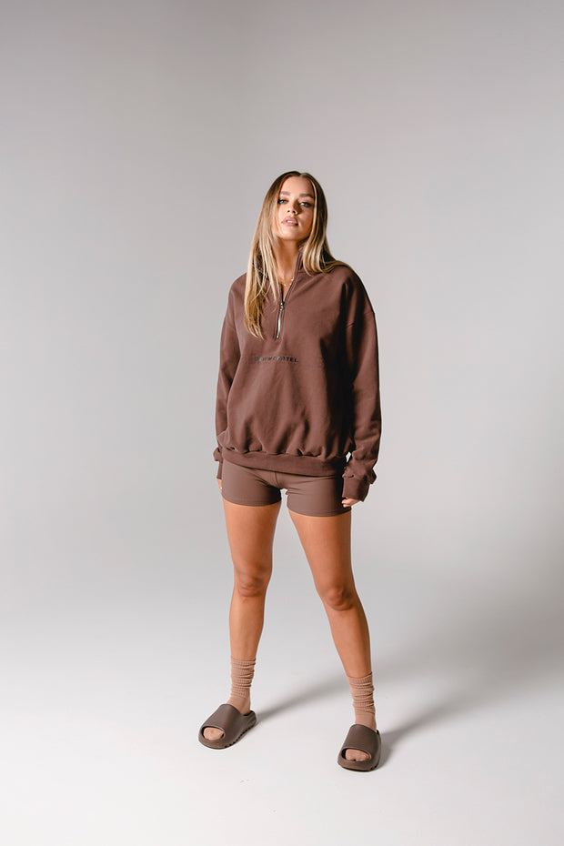 Half Zip Jumper Oversized | Brown