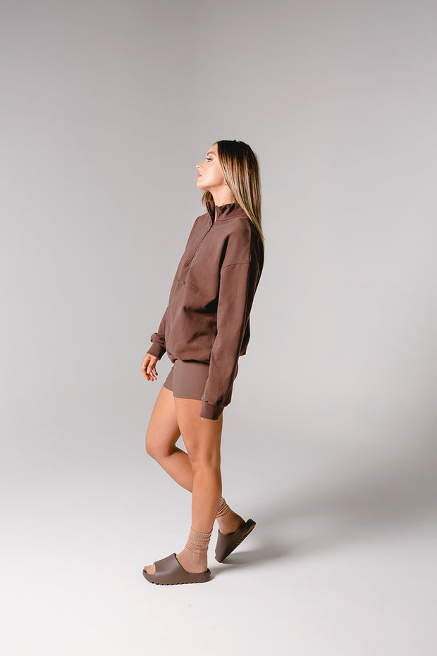 Half Zip Jumper Oversized | Brown