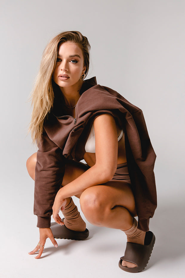 Half Zip Jumper Oversized | Brown