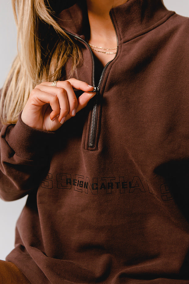 Half Zip Jumper Oversized | Brown