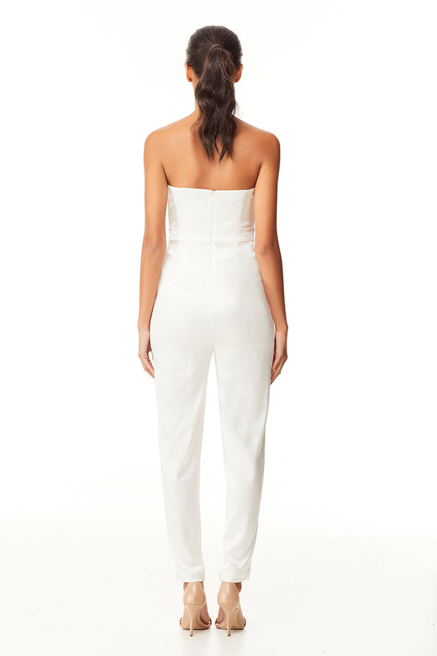 Scralette Strapless Pantsuit | Ivory