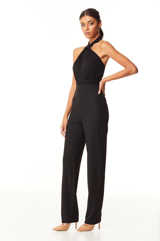 Penelope Halter Pantsuit | Black