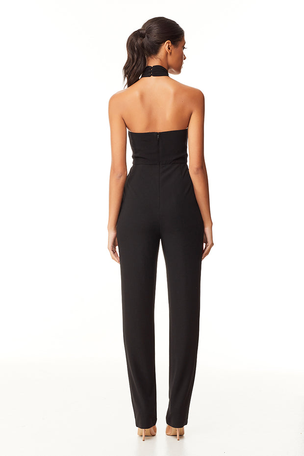 Penelope Halter Pantsuit | Black